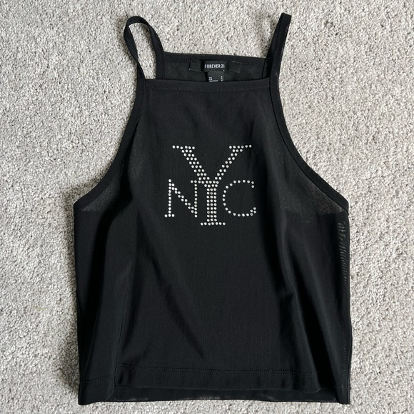 NEW-YORK Mesh Crop Top - Picture 1 of 3